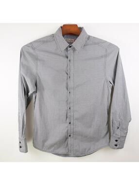 Sovereign Code Mens Button Up Black White Plaid Dress Shirt S